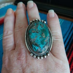 Huge Sterling turquoise ring